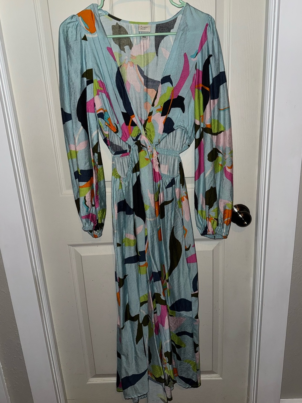 a new day Light Blue Abstract Print Maxi Dress